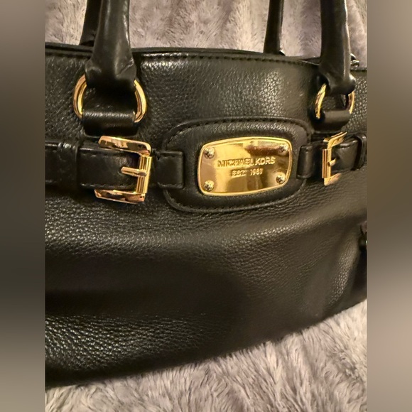 Michael Michael Kors Hamilton Satchel/Shoulder Bag ~Black pebbled leather EUC - Picture 16 of 16